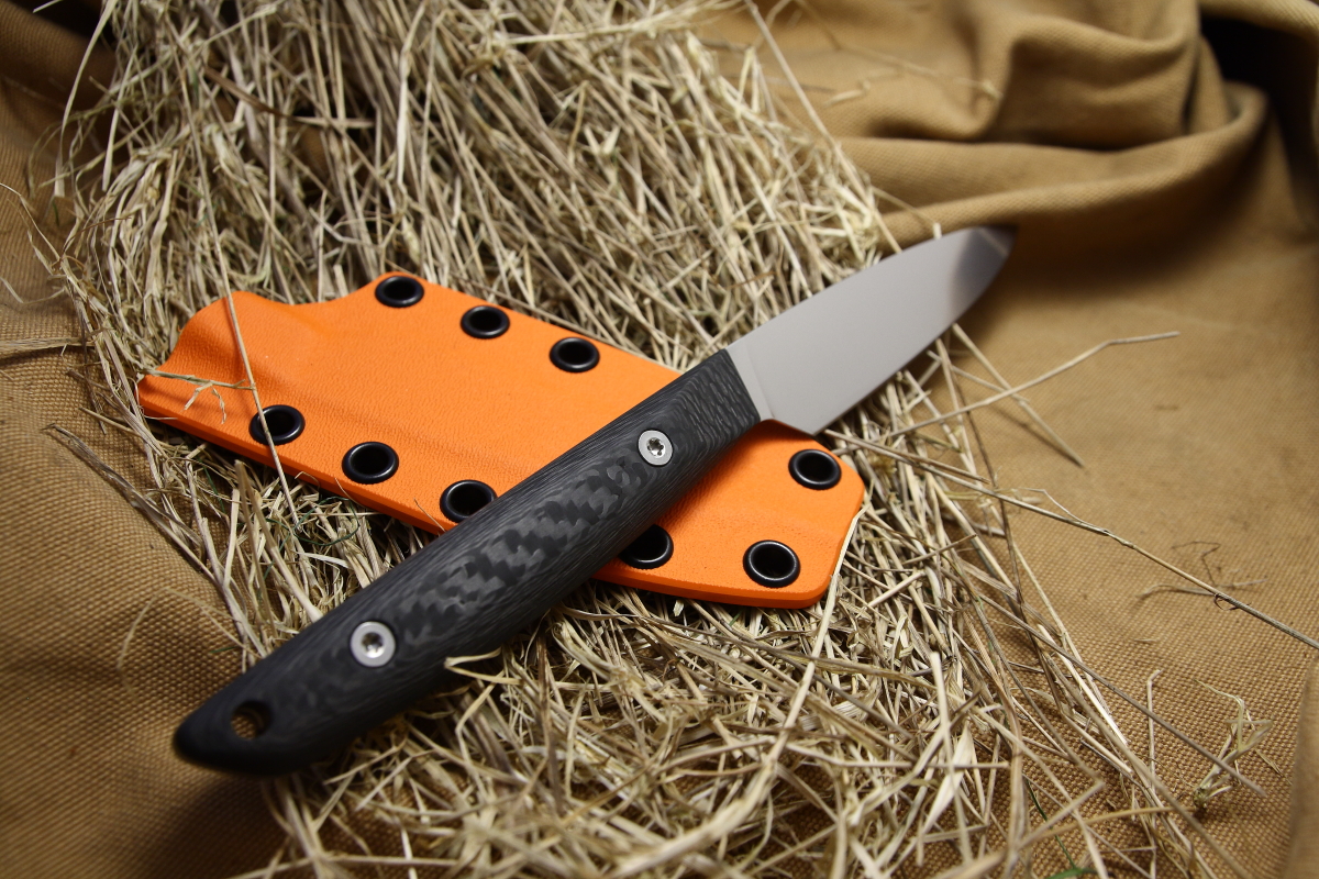 Mallard_bird&trout_orange_kydex_sheath_carbon_fiber_handle_blank_side